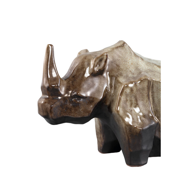 PTMD Ornament neushoorn Tarig Lichtbruin Keramiek L