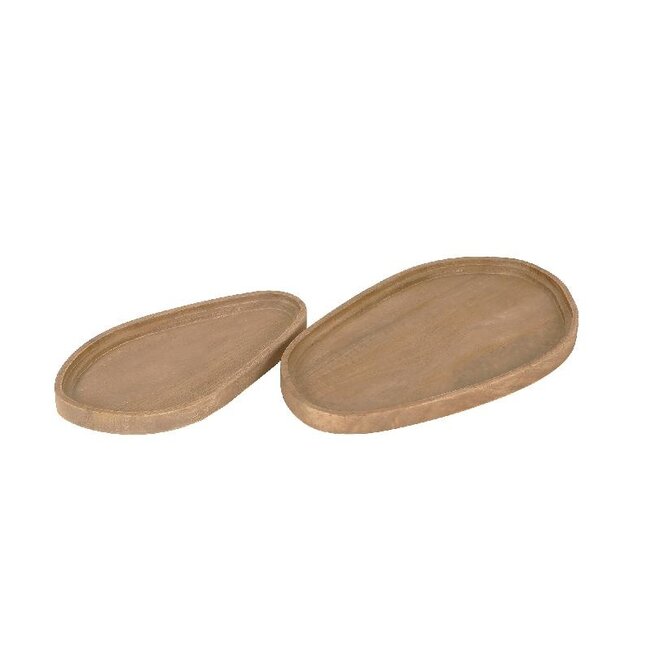 PTMD Dienblad Firas organisch lichtbruin mangohout – set van 2