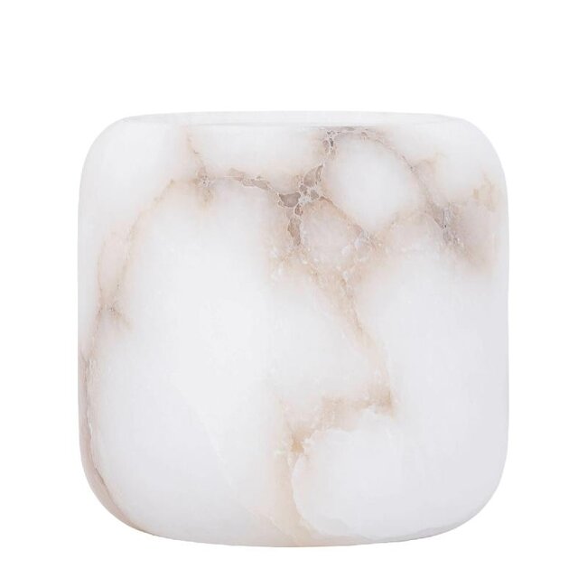 PTMD Theelicht Audin Wit Alabaster rond L