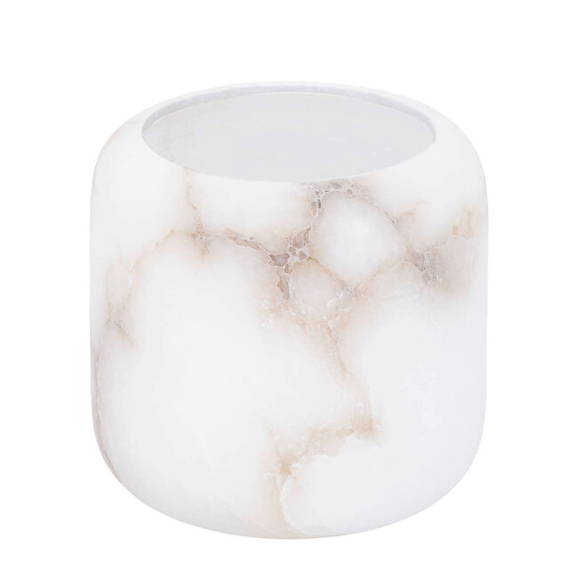 PTMD Theelicht Audin Wit Alabaster rond L