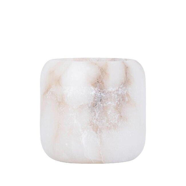 PTMD Theelicht Audin Wit Alabaster rond S