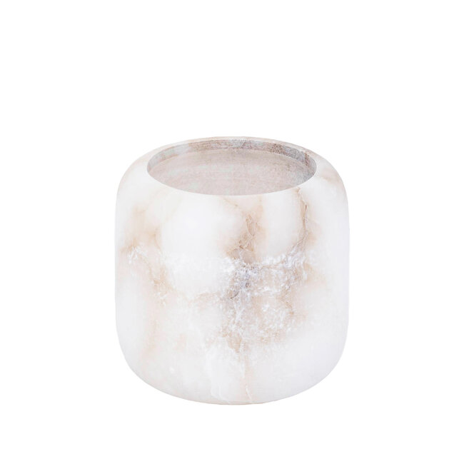 PTMD Theelicht Audin Wit Alabaster rond S