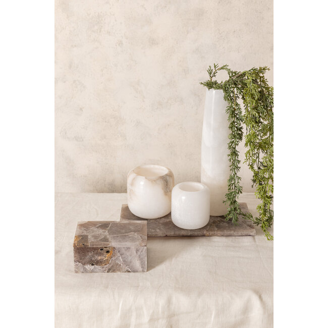 PTMD Theelicht Audin Wit Alabaster rond XS
