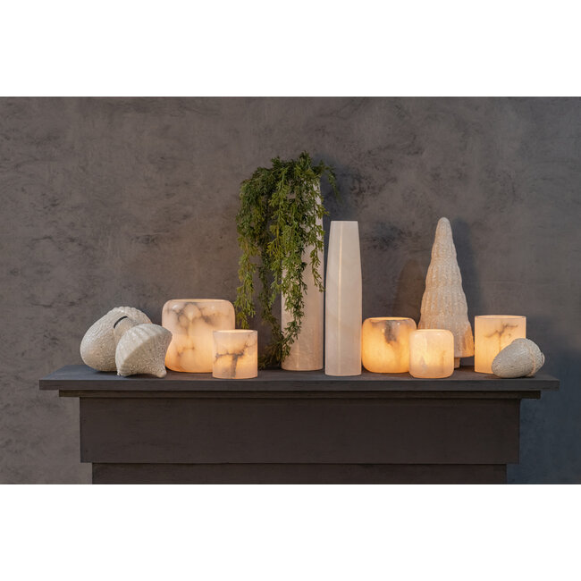 PTMD Theelicht Audin Wit Alabaster rond XS