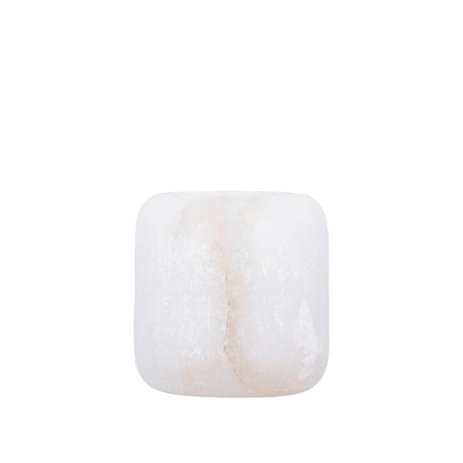 PTMD Theelicht Audin Wit Alabaster rond XS