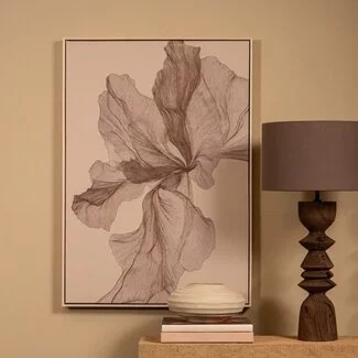 PTMD Wandpaneel Lorinde Lichtbruin canvas Bloemen