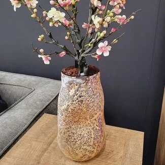 PTMD Vaas Xamery rood dik glas vase bubble waves L