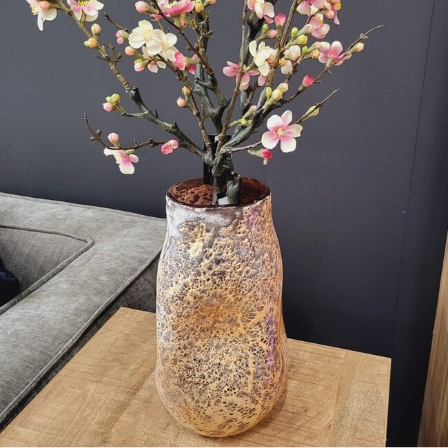 PTMD Vaas Xamery rood dik glas vase bubble waves L