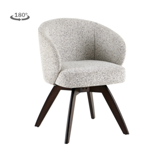 Tower Living Brescia Armstoel - fabric Puente beige wit - Espresso draaibaar