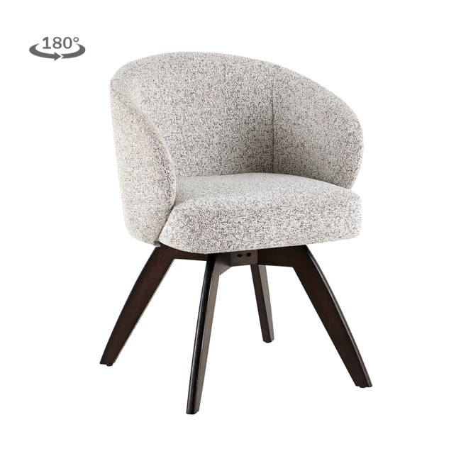 Tower Living Brescia Armstoel - fabric Puente beige wit - Espresso draaibaar
