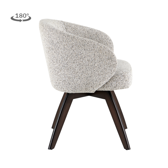 Tower Living Brescia Armstoel - fabric Puente beige wit - Espresso draaibaar