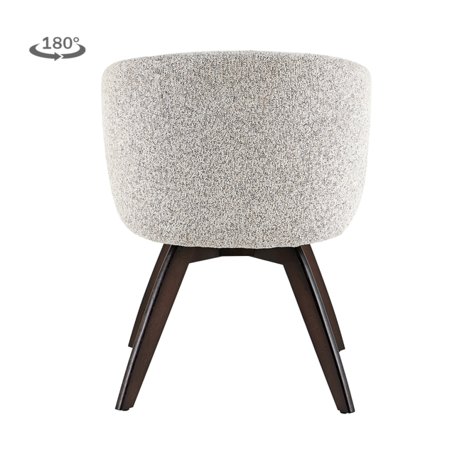 Tower Living Brescia Armstoel - fabric Puente beige wit - Espresso draaibaar