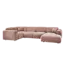 Woood CLOUD hoekbank links geweven chenille taupe / roze