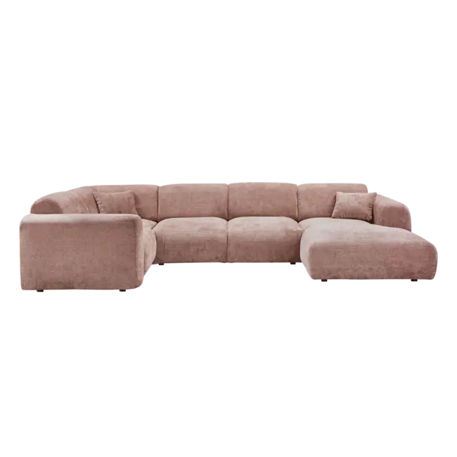 Woood CLOUD hoekbank links geweven chenille taupe / roze
