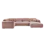 Woood CLOUD hoekbank links geweven chenille taupe / roze