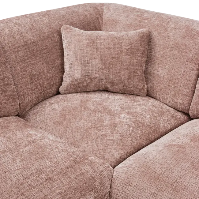 Woood CLOUD hoekbank links geweven chenille taupe / roze