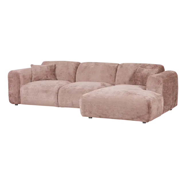 Woood CLOUD chaise longue rechts geweven chenille taupe / roze