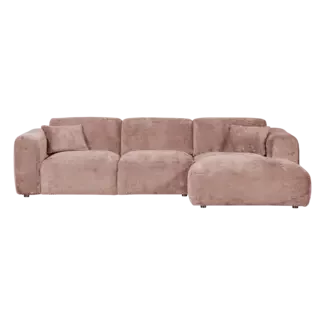 Woood CLOUD chaise longue rechts geweven chenille taupe / roze