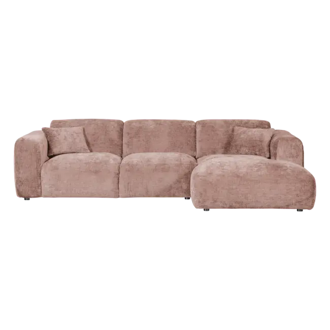 Woood CLOUD chaise longue rechts geweven chenille taupe / roze