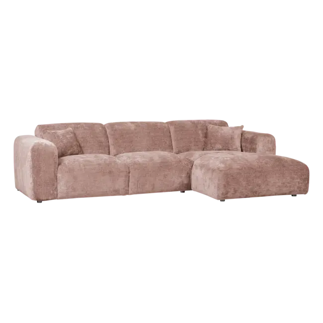 Woood CLOUD chaise longue rechts geweven chenille taupe / roze