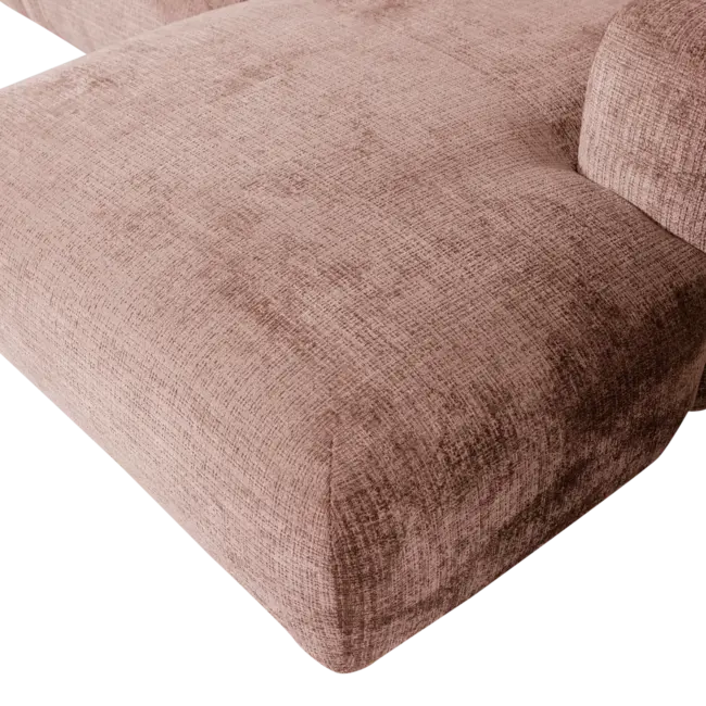 Woood CLOUD chaise longue rechts geweven chenille taupe / roze