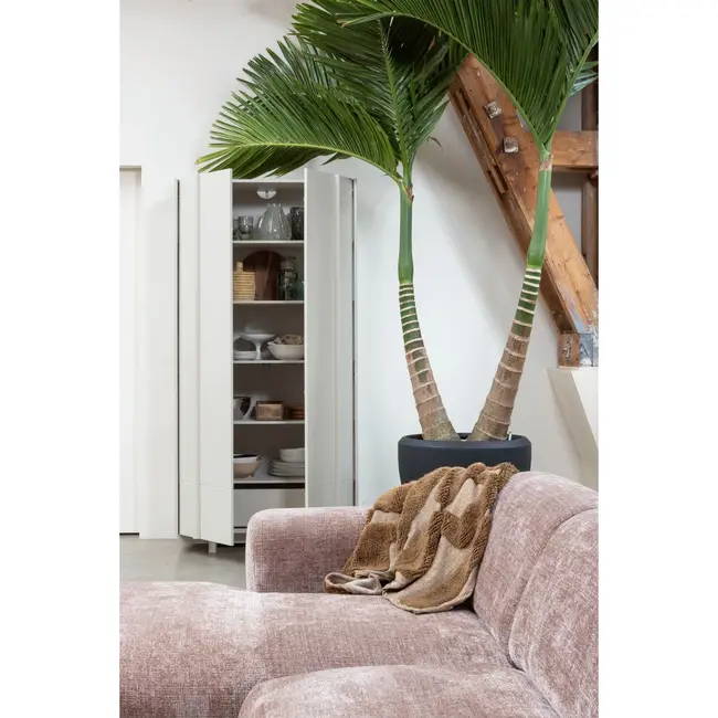 Woood CLOUD chaise longue rechts geweven chenille taupe / roze
