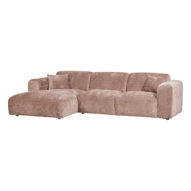 Woood CLOUD chaise longue links geweven chenille taupe / roze