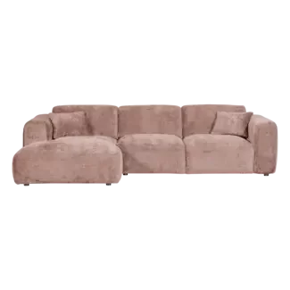 Woood CLOUD chaise longue links geweven chenille taupe / roze