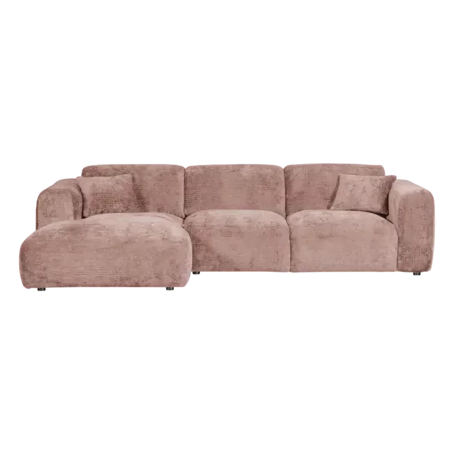 Woood CLOUD chaise longue links geweven chenille taupe / roze