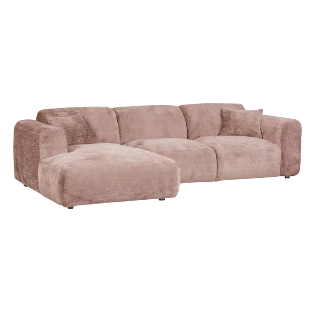 Woood CLOUD chaise longue links geweven chenille taupe / roze