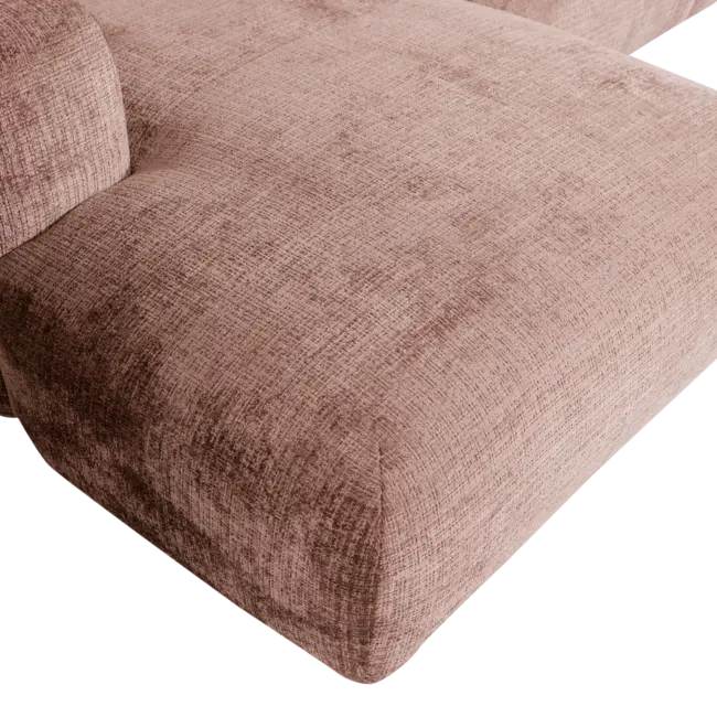Woood CLOUD chaise longue links geweven chenille taupe / roze