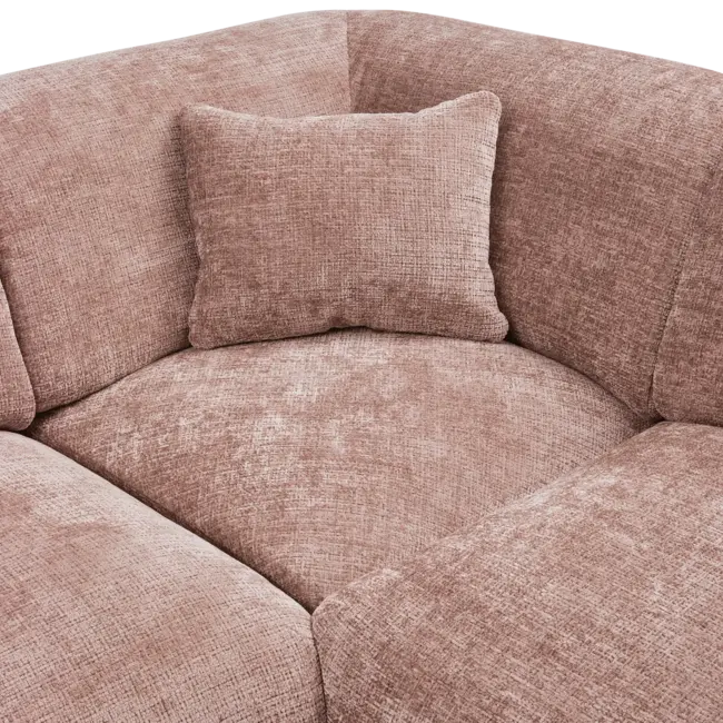 Woood CLOUD hoekbank rechts geweven chenille taupe / roze