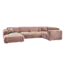 Woood CLOUD hoekbank rechts geweven chenille taupe / roze