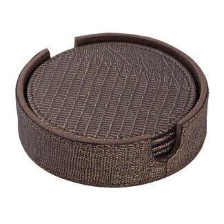 PTMD Onderzetters Rafal Brons vegan leer coaster rond