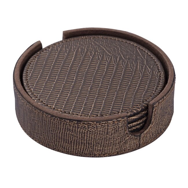 PTMD Onderzetters Rafal Brons vegan leer coaster rond