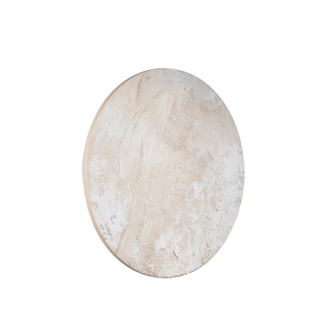 PTMD Wandpaneel Moti Creme canvas structuur rond S
