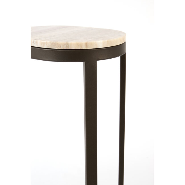 Light en Living Bijzettafel 30x23x60 cm LURO marmer zand+mat bruin-brons