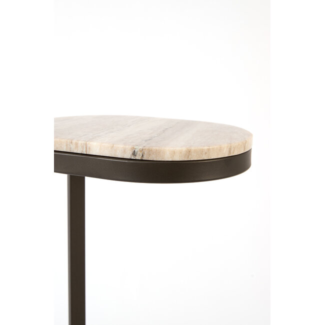 Light en Living Bijzettafel 30x23x60 cm LURO marmer zand+mat bruin-brons