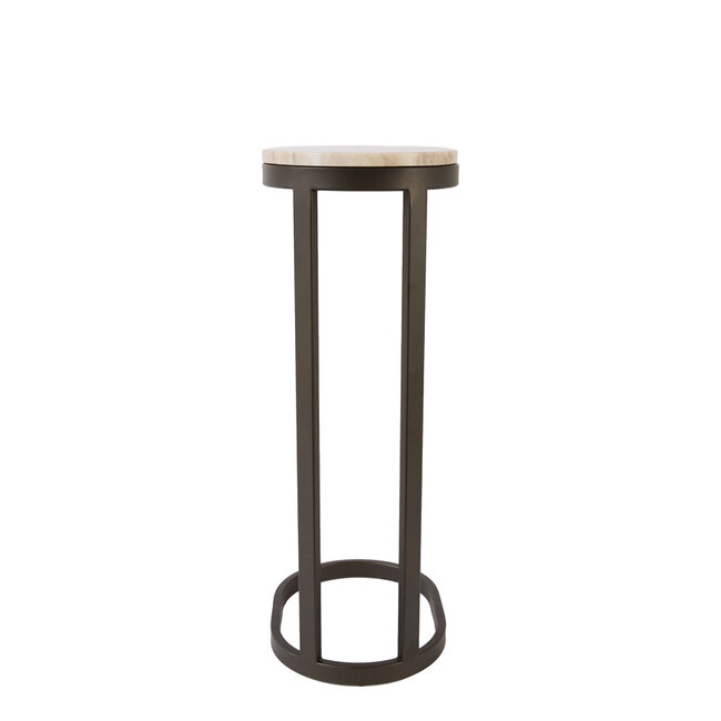 Light en Living Bijzettafel 30x23x60 cm LURO marmer zand+mat bruin-brons