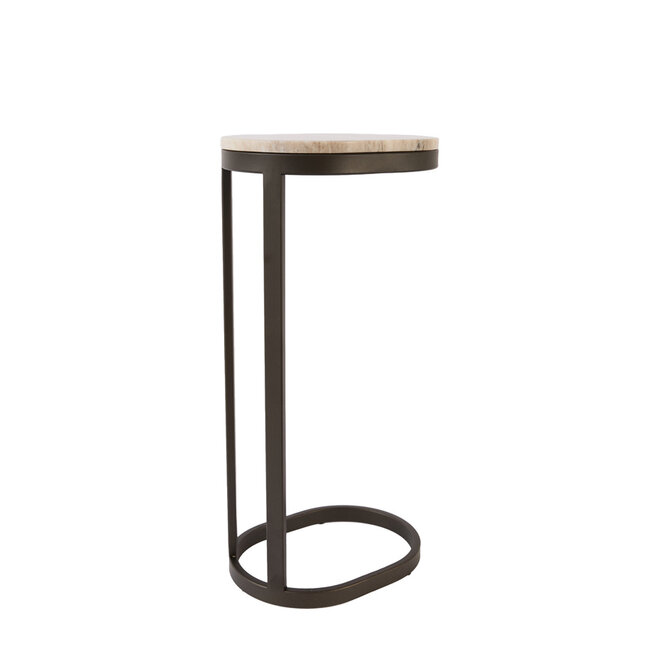 Light en Living Bijzettafel 30x23x60 cm LURO marmer zand+mat bruin-brons