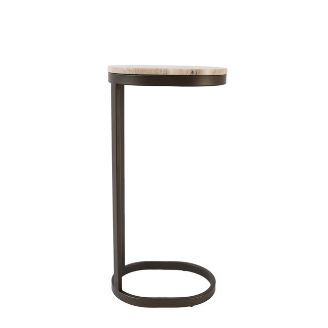 Light en Living Bijzettafel 30x23x60 cm LURO marmer zand+mat bruin-brons