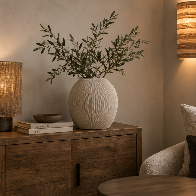 Light en Living Vaas deco 30x13x31,5 cm BUBIO crème
