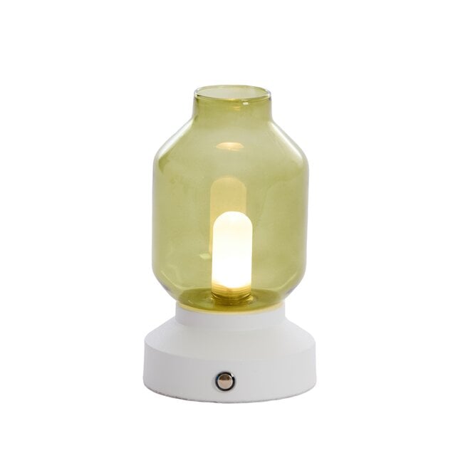 Light en Living Tafellamp Merey LED oplaadbaar groen crème 19 cm