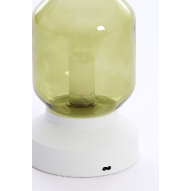 Light en Living Tafellamp Merey LED oplaadbaar groen crème 19 cm
