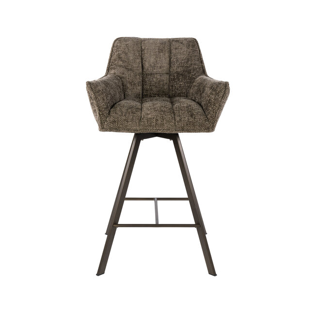 WoonStijl Barstoel raster draaibaar Rich Taupe - Bruin frame