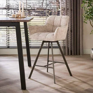 WoonStijl Barstoel raster draaibaar Rich zand - Bruin frame