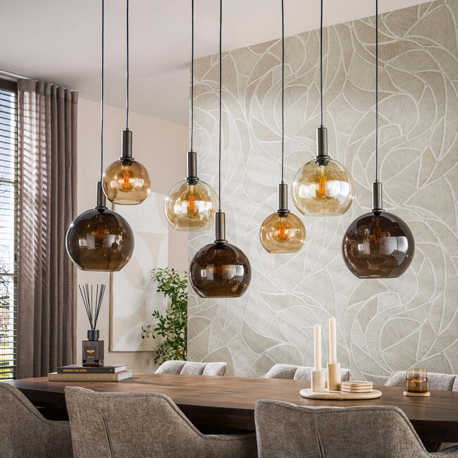 WoonStijl Hanglamp Moka 4+3-lichts Multi bruin