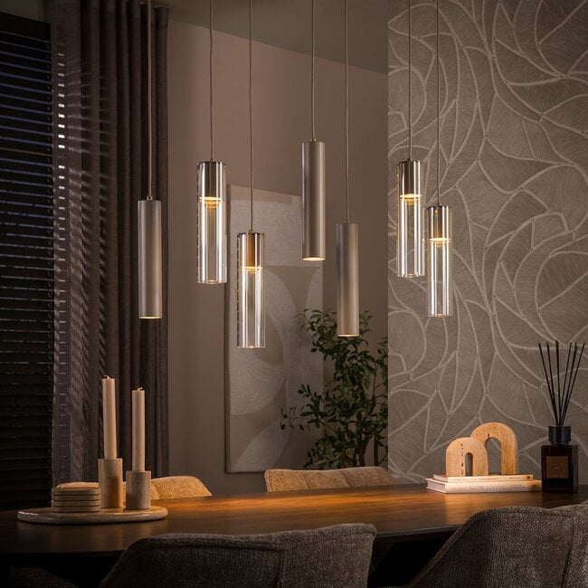 WoonStijl Hanglamp Lungo 4+3-lichts Beige