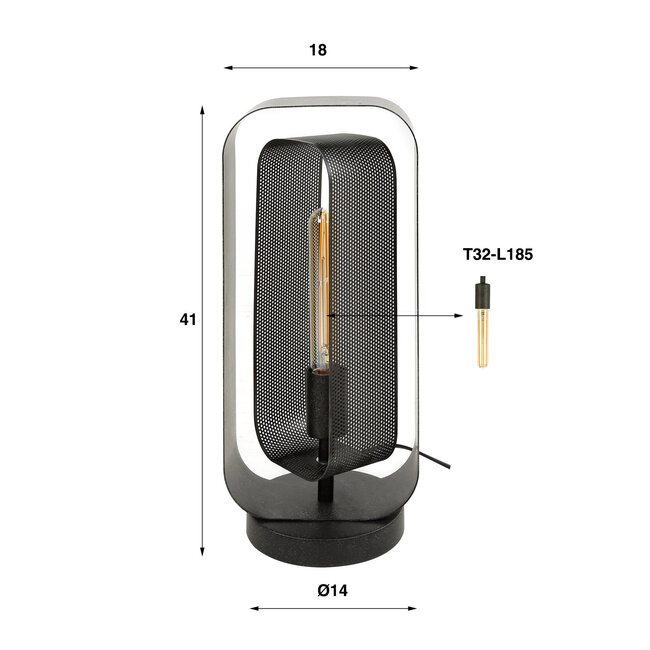 WoonStijl Tafellamp Mesh Rotate 1-lichts Artic zwart