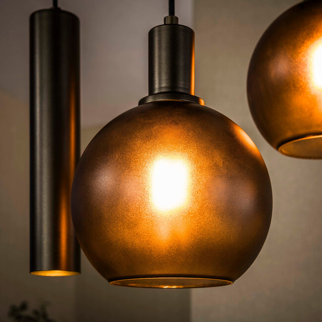 WoonStijl Hanglamp Sfera Tricolore getrapt 5-lichts Sienna bruin